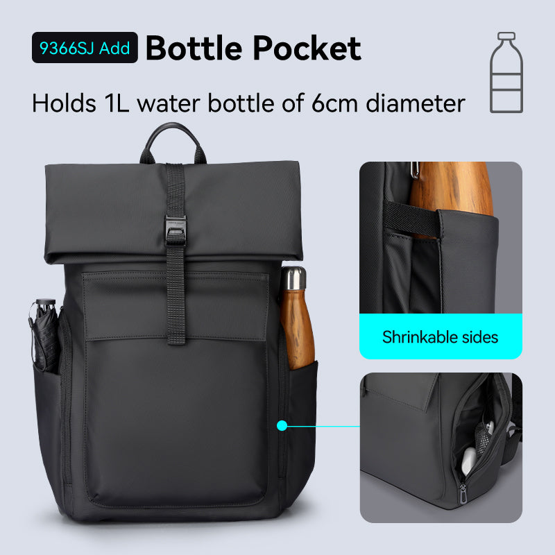 Minimalism ¢ò -MR9366SJ - Mark Ryden Expandable Backpack Details - Bottle pocket